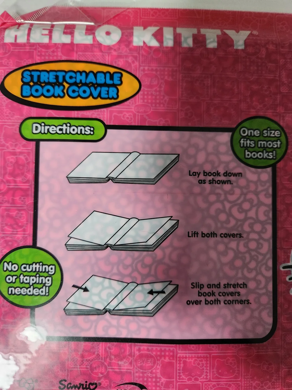Hello Kitty Pink Patterned Stretch Book Covers - Set of 2